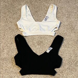 Seven Wonders White & Black Ribbed Bra Crop Tops